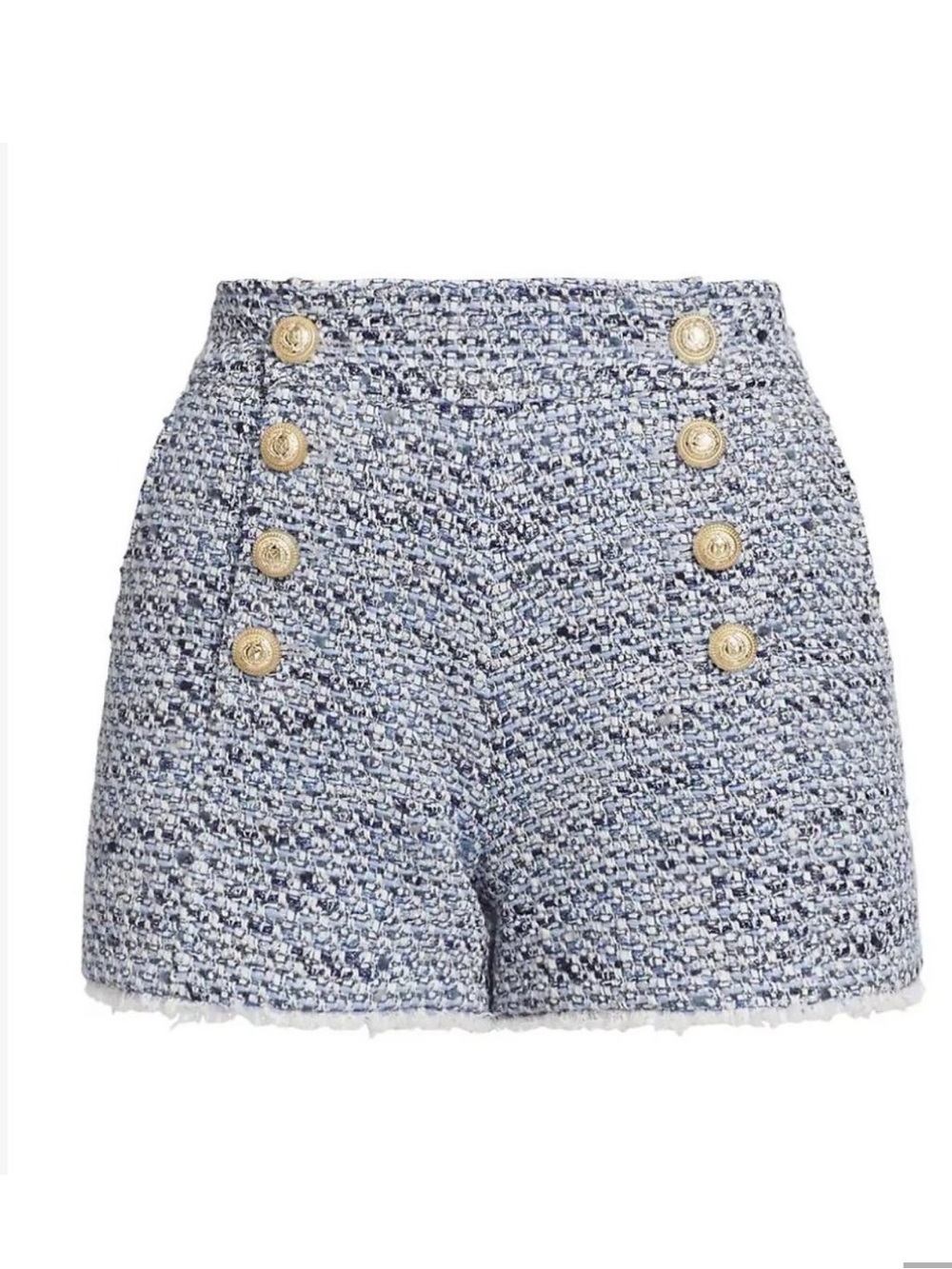 Generation Love High Waist Lizzy Tweed Shorts Blue Melange - Size 4